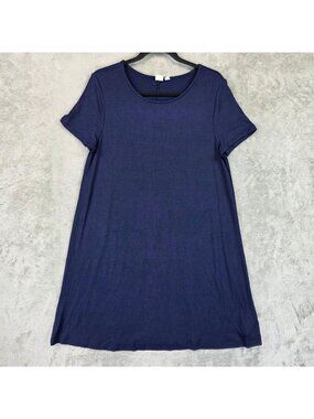 GAP Dress Womens L Blue T-Shirt A-Line Crew Neck Short Sleeve Jersey Casual